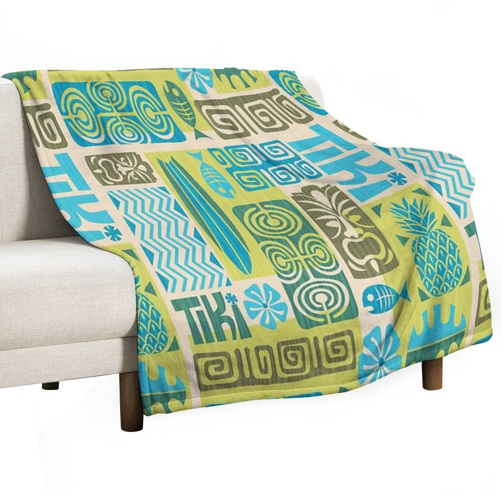 Tiki Time Luau Party Pattern Throw Blanket