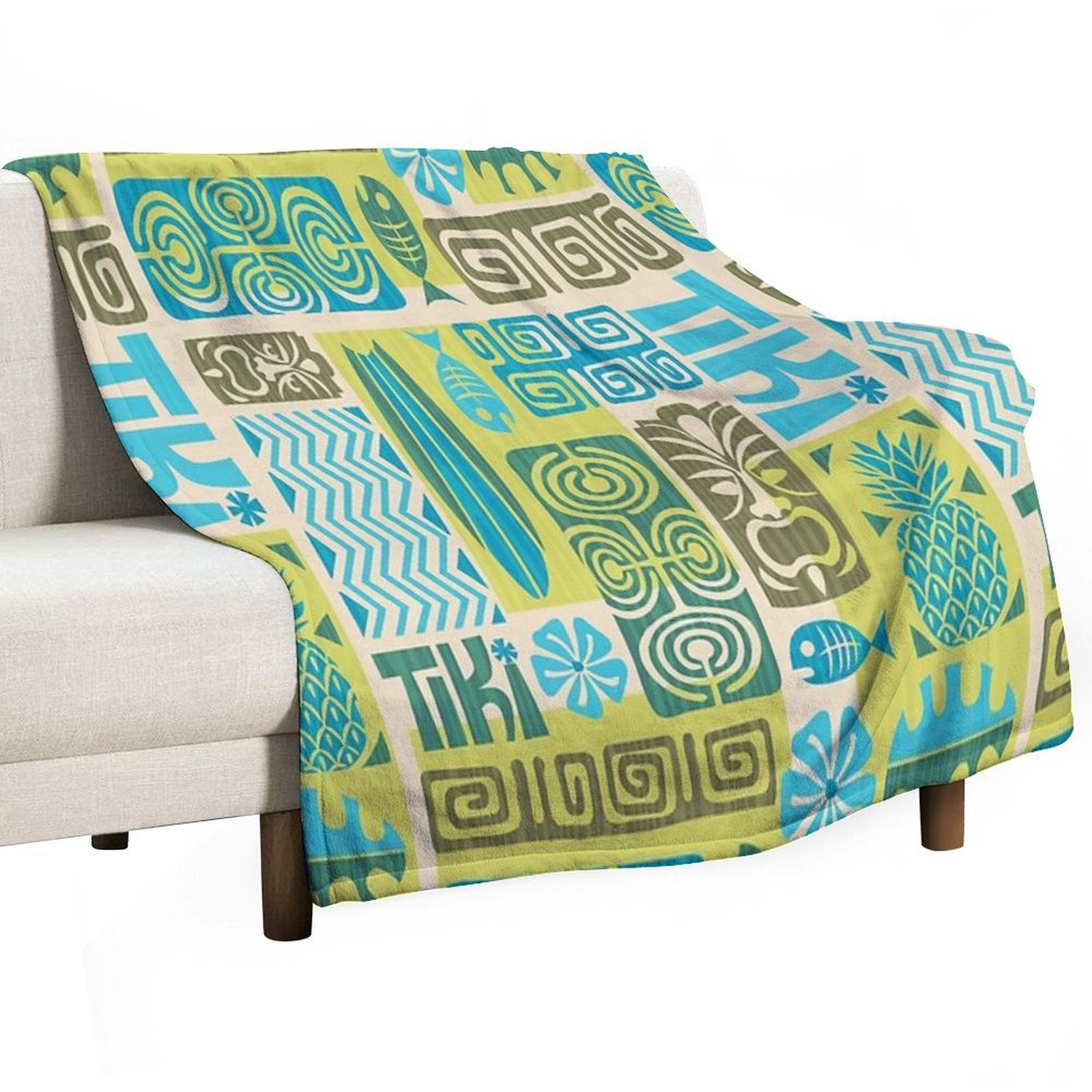 Tiki Time Luau Party Pattern Throw Blanket