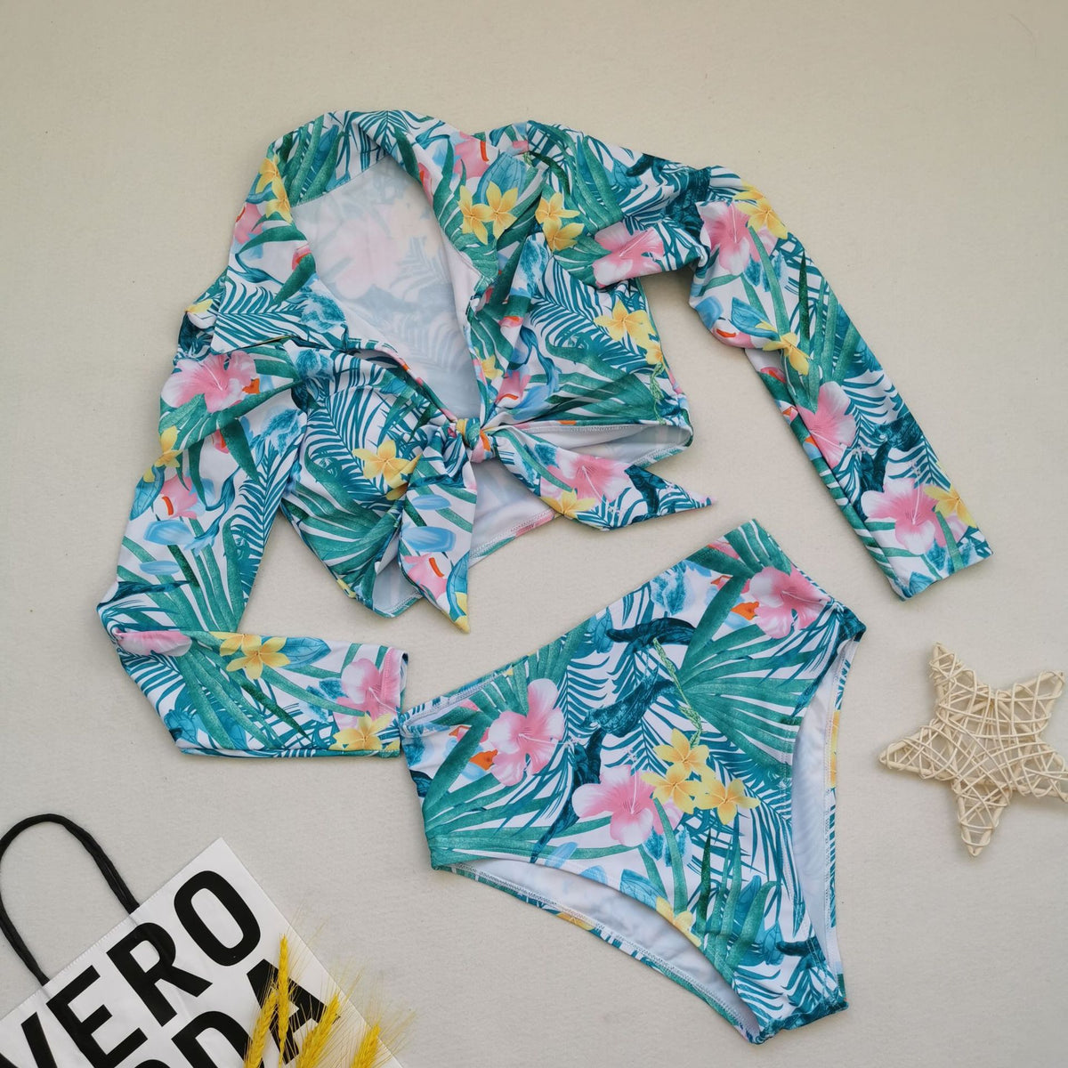 Singularity New Bikini European and American Large Size Swimsuit Long Sleeve High Waist Fat Lady Amazon Swimsuit