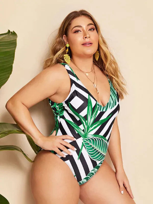 printed one-piece swimming
