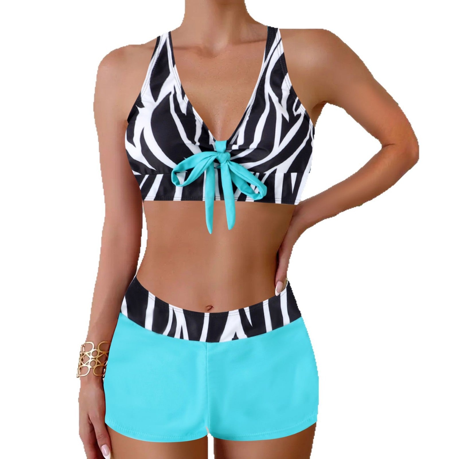 Fashionable Women's Two-Piece Boxer Swimsuit
