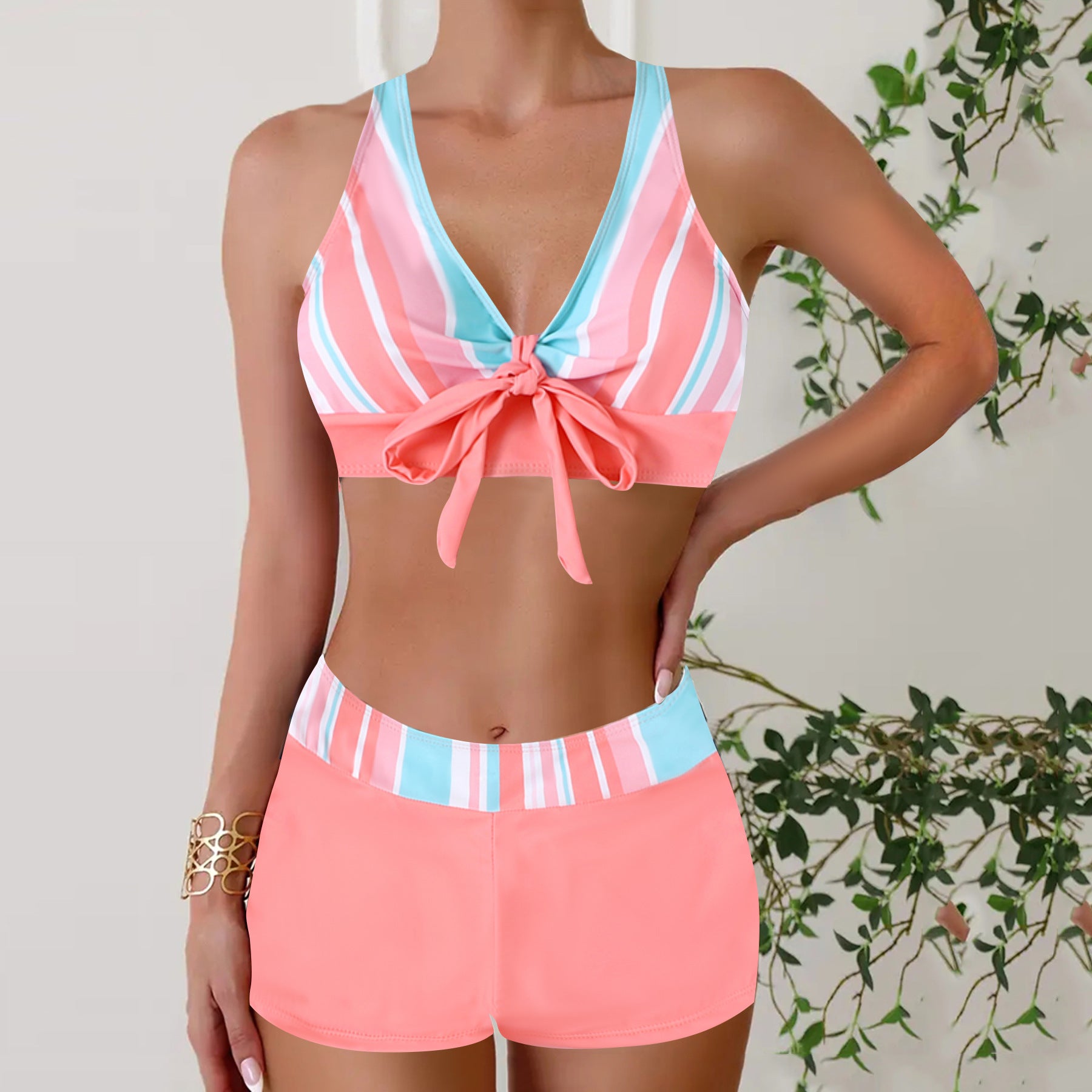 Fashionable Women's Two-Piece Boxer Swimsuit
