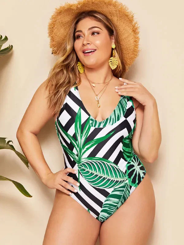 printed one-piece swimming