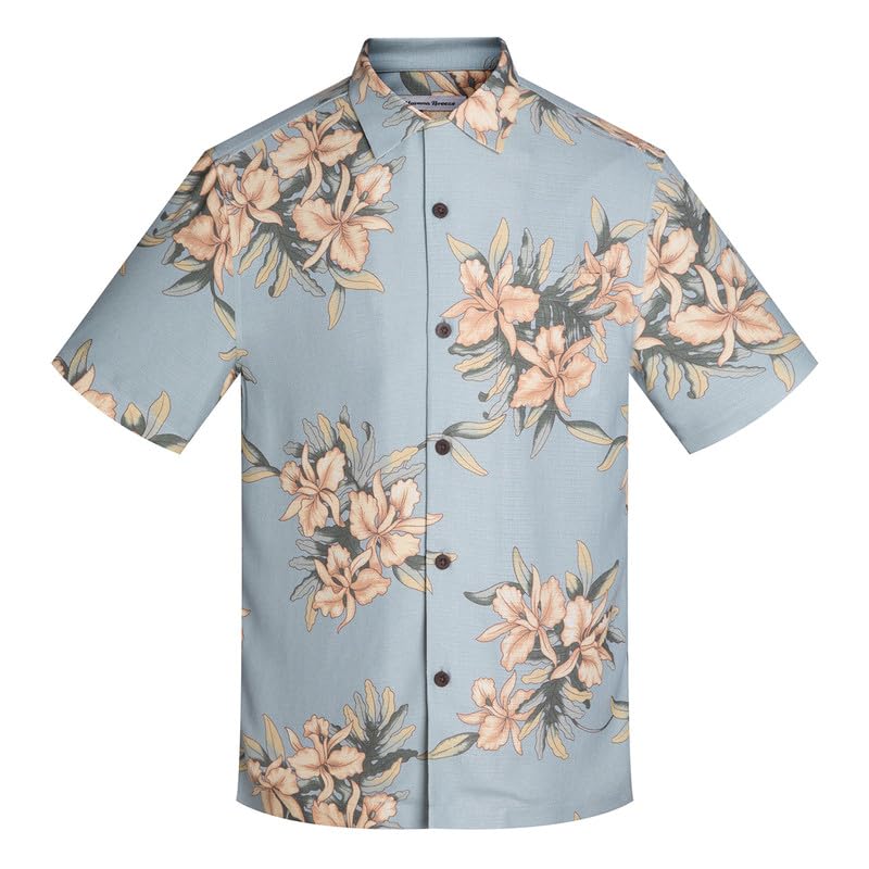 Men's Hawaiian Shirts Silk and Cotton Blend Button Down Short Sleeve Tropical Print Camp Shirts