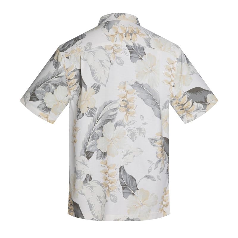 Men's Hawaiian Shirts Silk and Cotton Blend Button Down Short Sleeve Tropical Print Camp Shirts