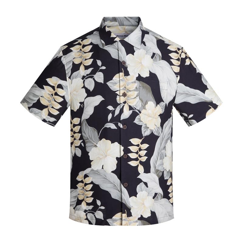 Men's Hawaiian Shirts Silk and Cotton Blend Button Down Short Sleeve Tropical Print Camp Shirts