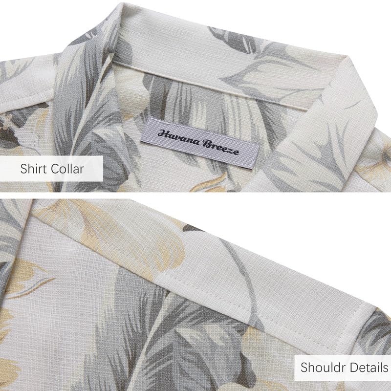 Men's Hawaiian Shirts Silk and Cotton Blend Button Down Short Sleeve Tropical Print Camp Shirts
