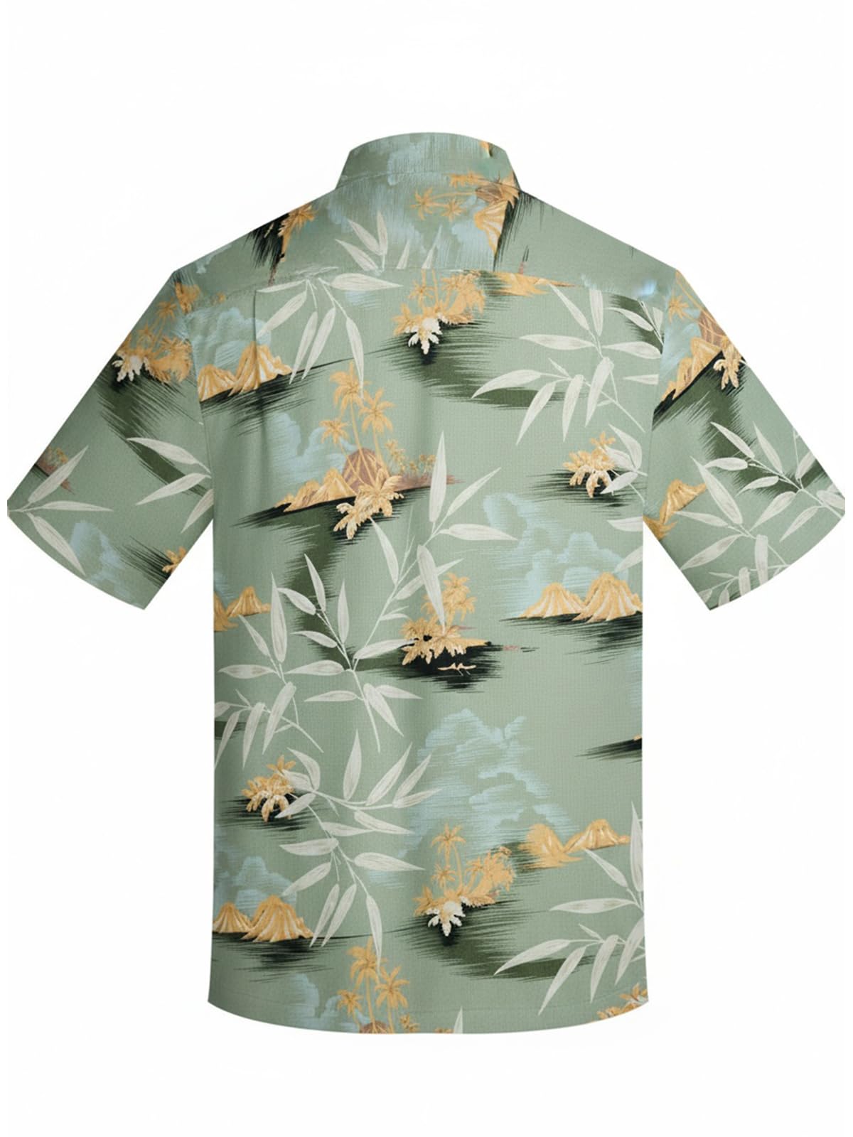 Men's Hawaiian Shirts Silk and Cotton Blend Button Down Short Sleeve Tropical Print Camp Shirts