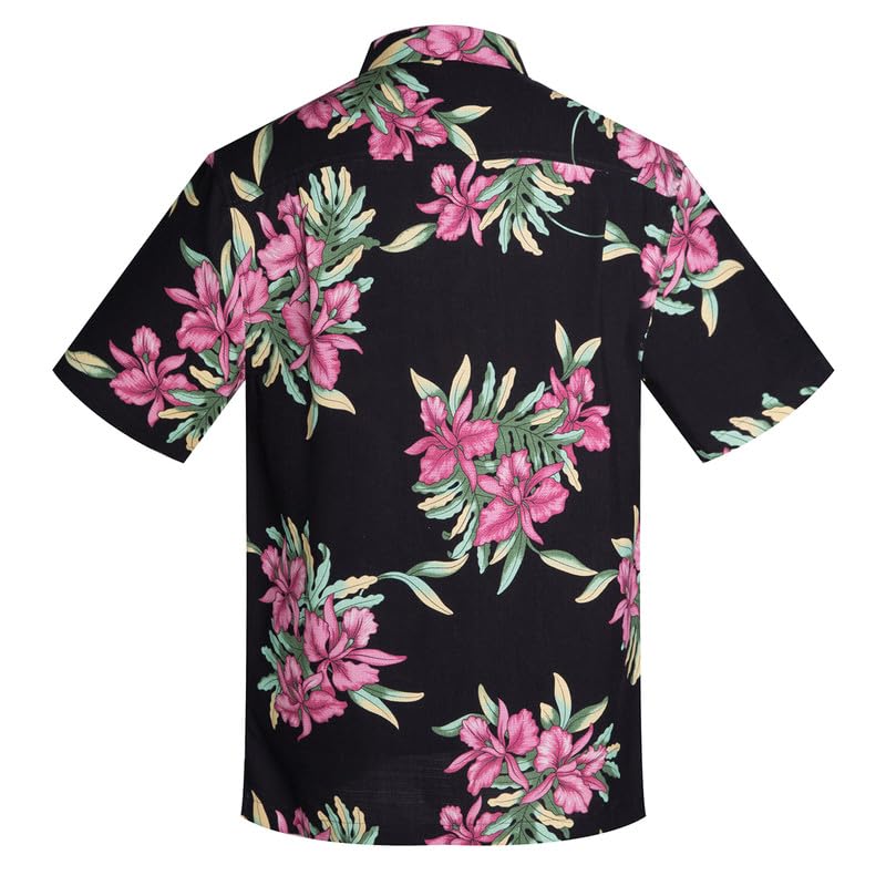Men's Hawaiian Shirts Silk and Cotton Blend Button Down Short Sleeve Tropical Print Camp Shirts
