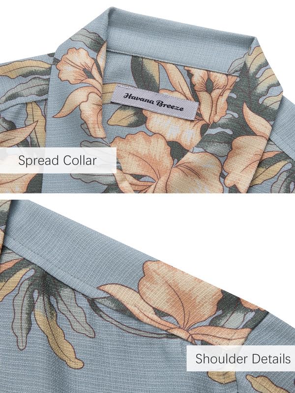 Men's Hawaiian Shirts Silk and Cotton Blend Button Down Short Sleeve Tropical Print Camp Shirts