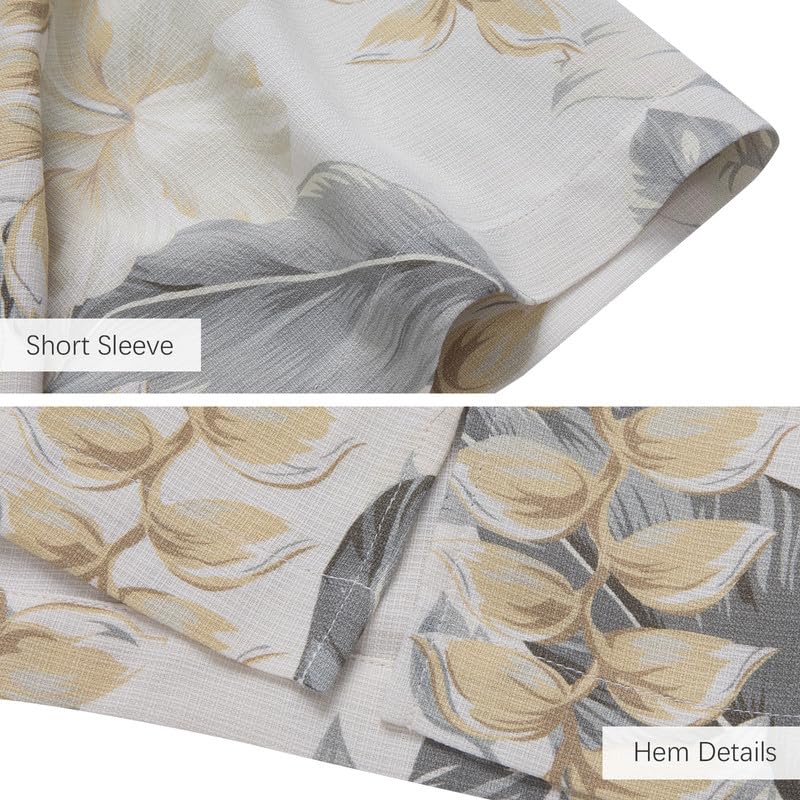 Men's Hawaiian Shirts Silk and Cotton Blend Button Down Short Sleeve Tropical Print Camp Shirts