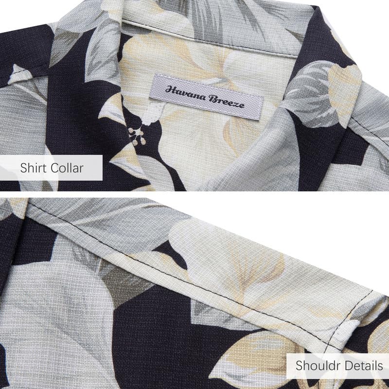 Men's Hawaiian Shirts Silk and Cotton Blend Button Down Short Sleeve Tropical Print Camp Shirts
