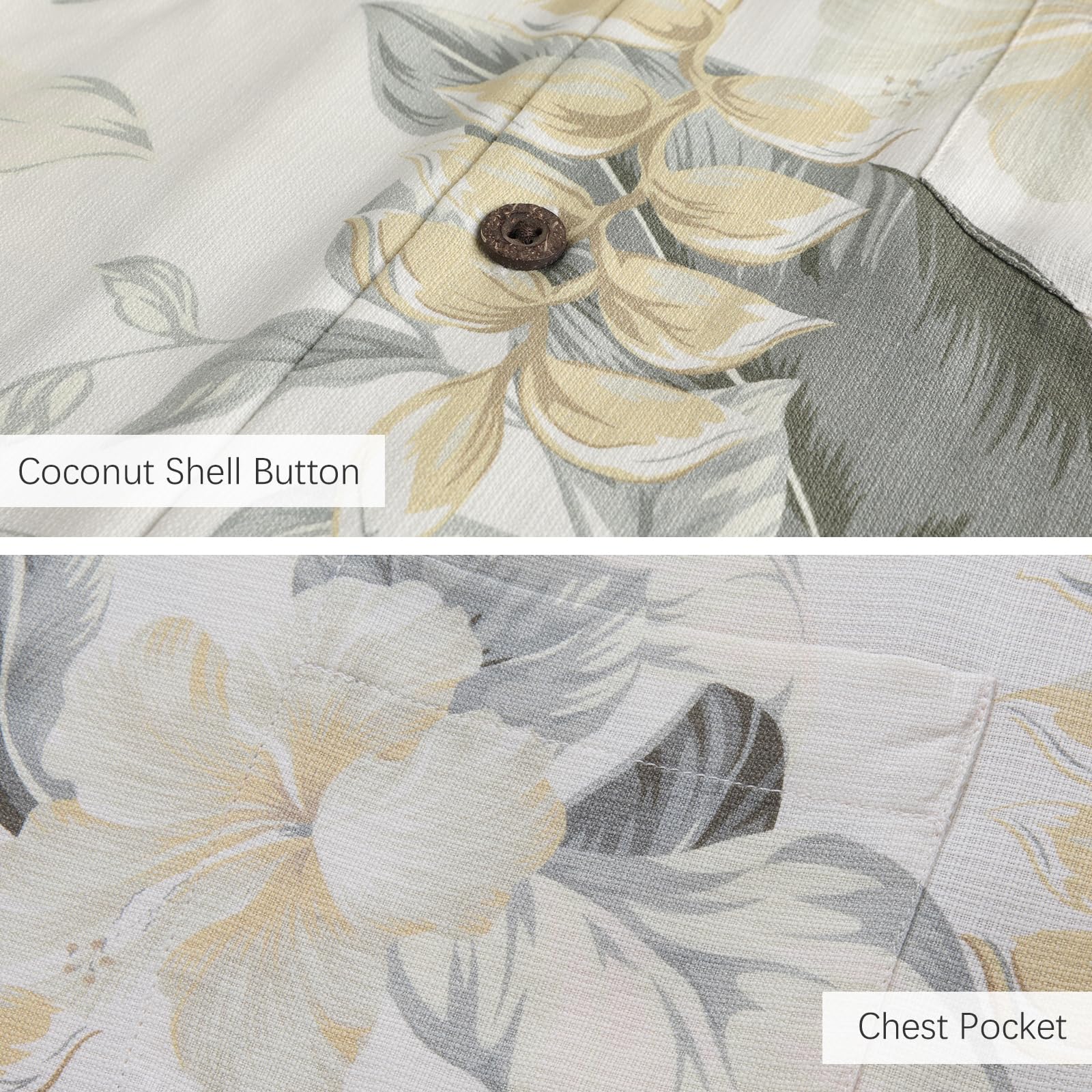 Men's Hawaiian Shirts Silk and Cotton Blend Button Down Short Sleeve Tropical Print Camp Shirts