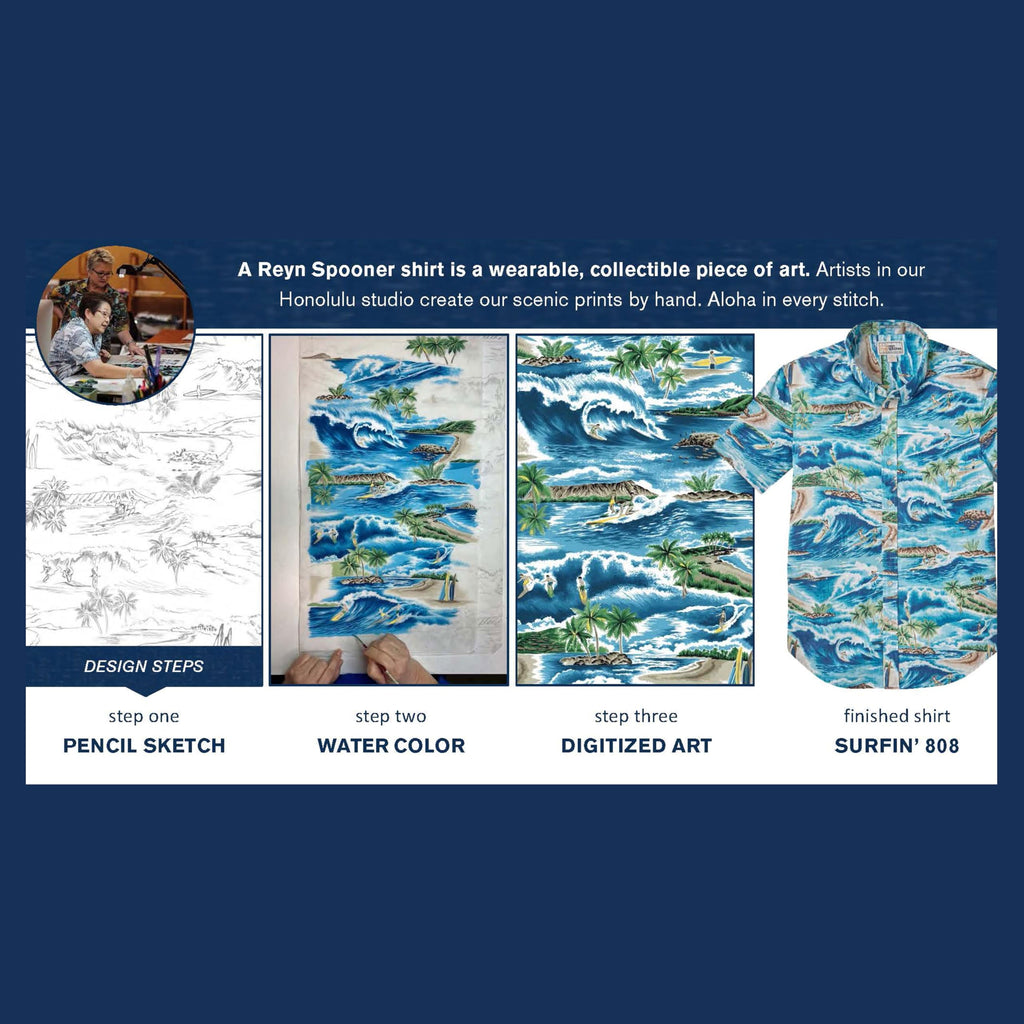 Reyn Spooner Men's Scenic Hawaiian Shirt for Men - Classic Fit Button Front