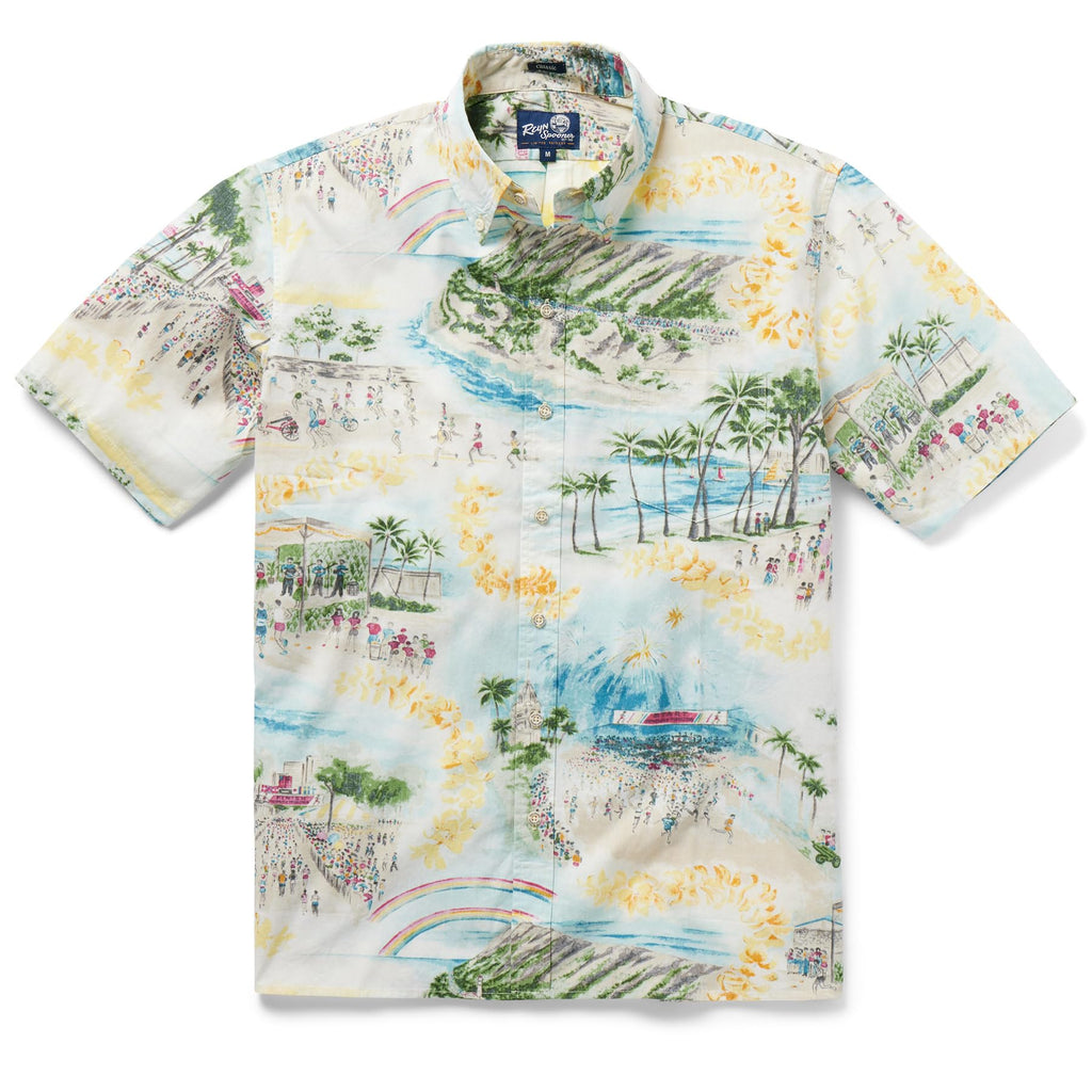 Reyn Spooner Men's Scenic Hawaiian Shirt for Men - Classic Fit Button Front