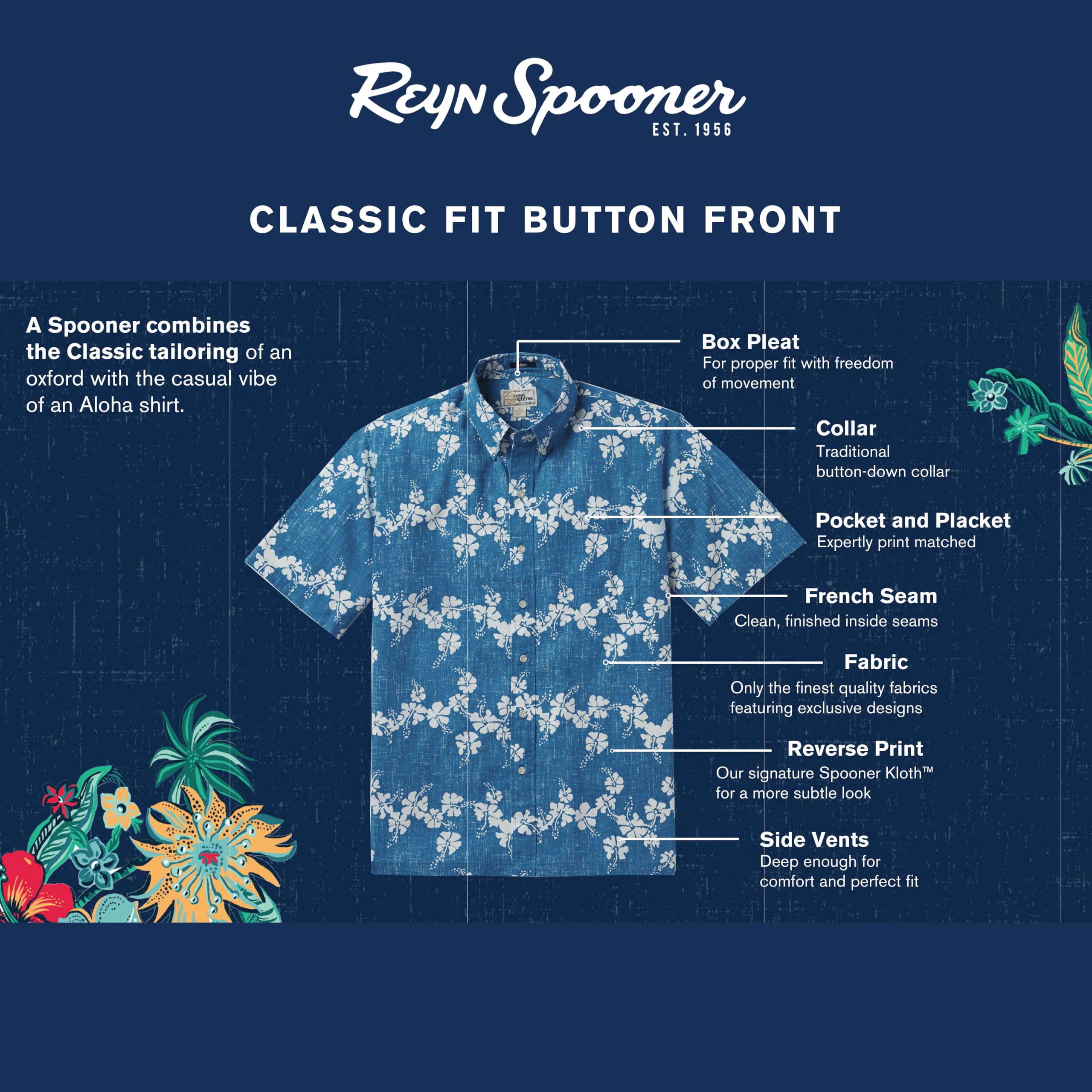 Reyn Spooner Men's Scenic Hawaiian Shirt for Men - Classic Fit Button Front