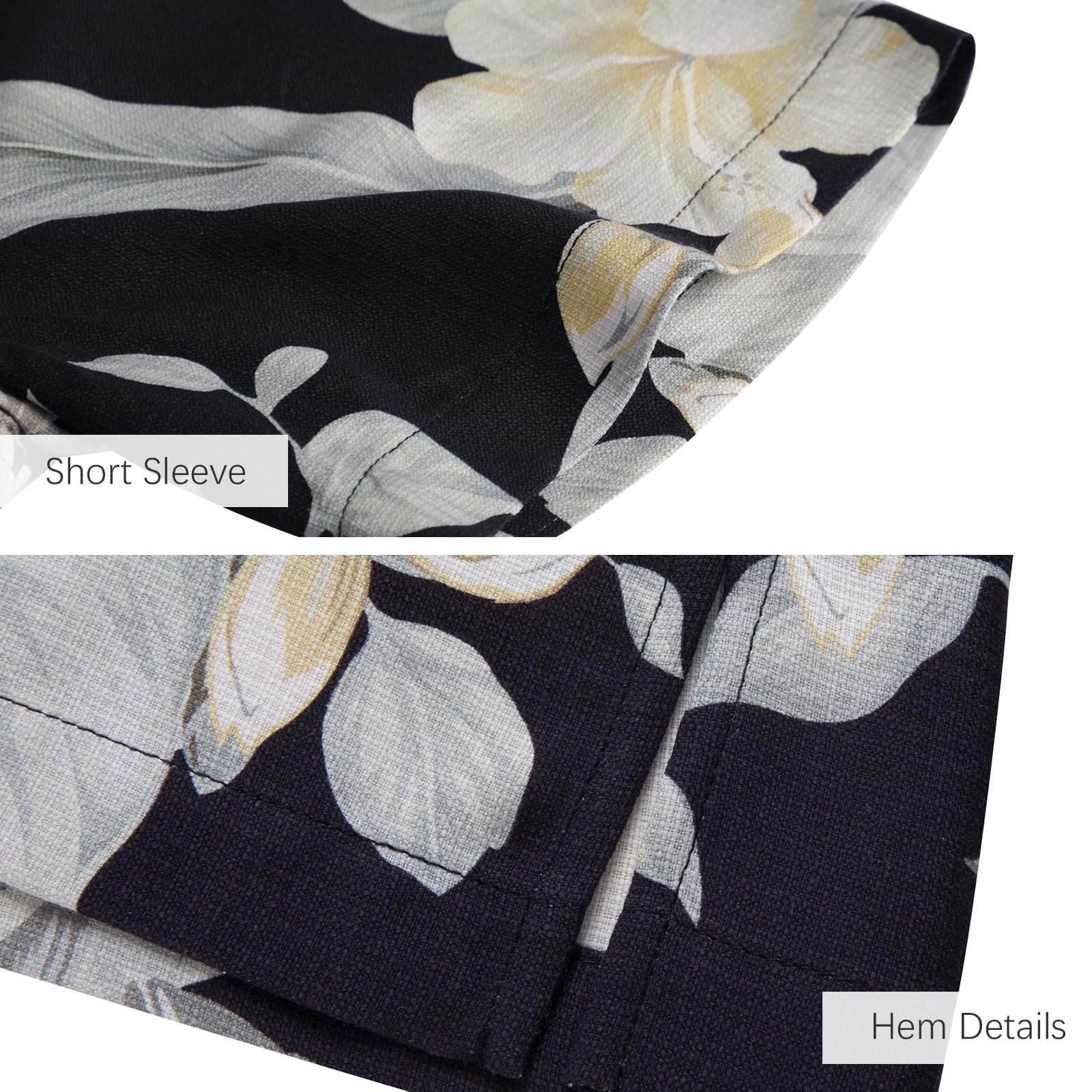 Men's Hawaiian Shirts Silk and Cotton Blend Button Down Short Sleeve Tropical Print Camp Shirts