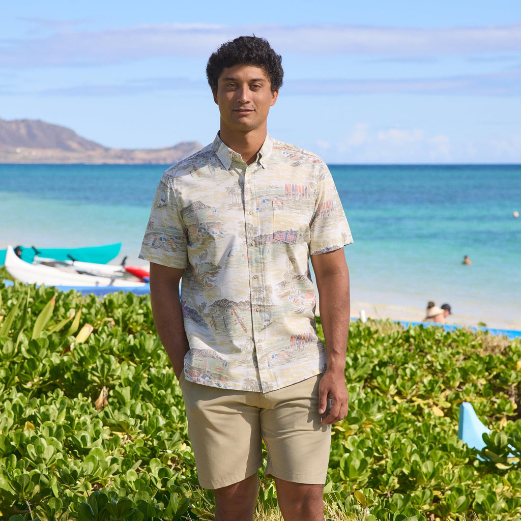 Reyn Spooner Men's Scenic Hawaiian Shirt for Men - Classic Fit Button Front