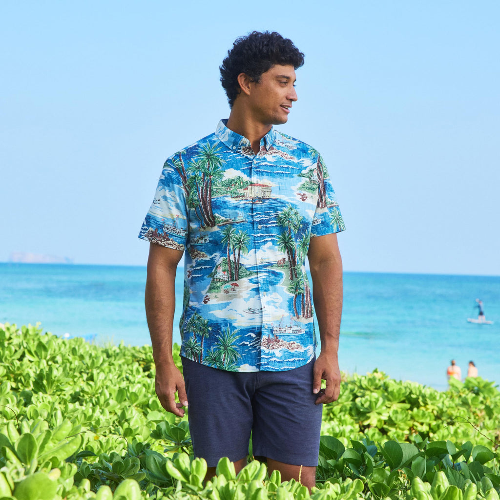 Reyn Spooner Men's Scenic Hawaiian Shirt for Men - Classic Fit Button Front