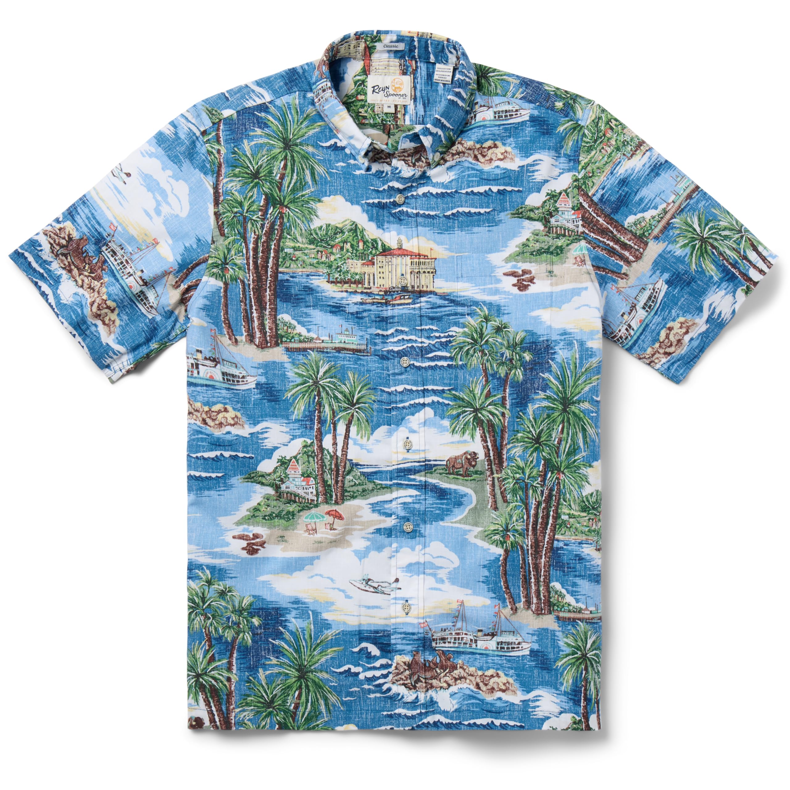Reyn Spooner Men's Scenic Hawaiian Shirt for Men - Classic Fit Button Front