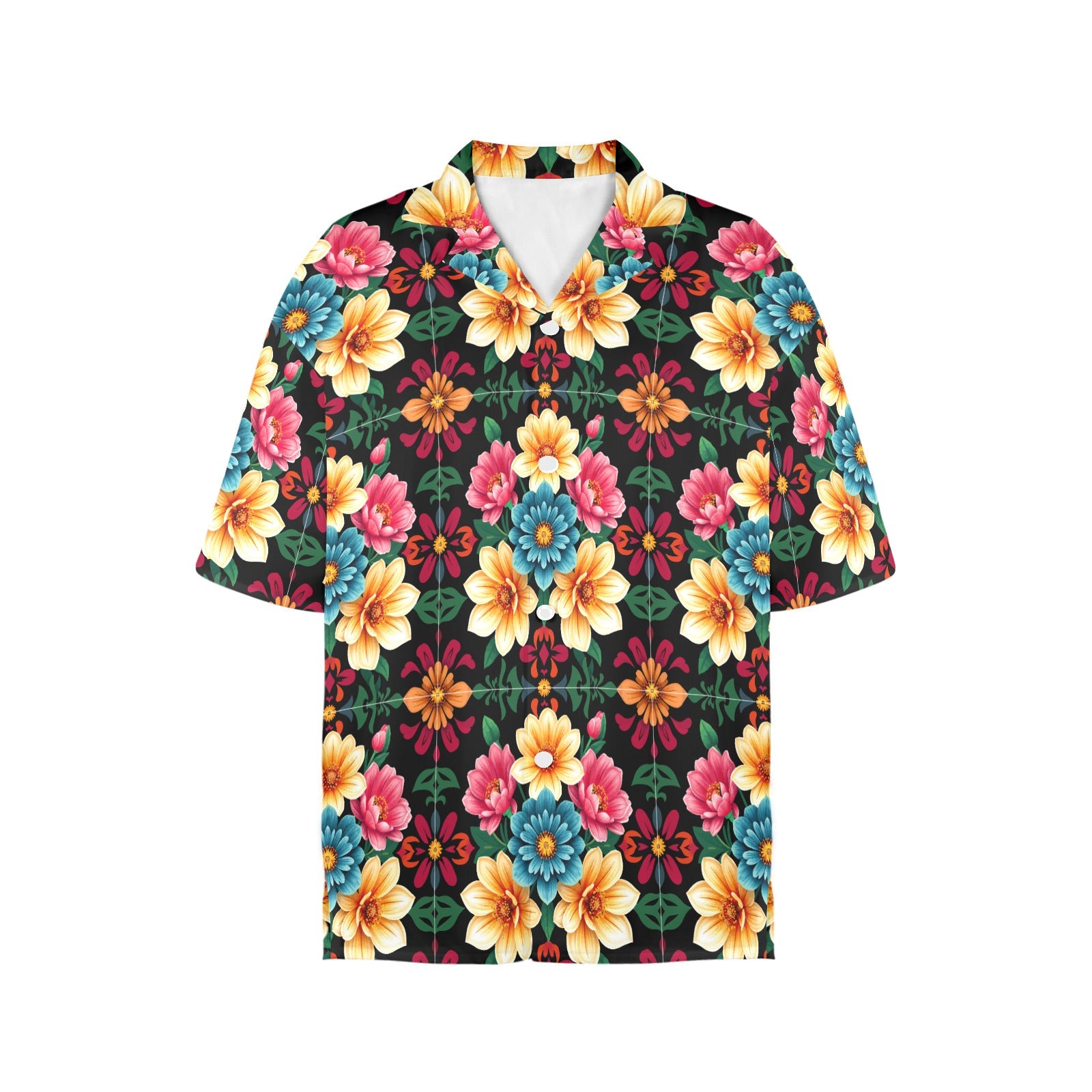 Colorful Flowers Women's All Over Print Hawaiian Shirt (Made in USA)