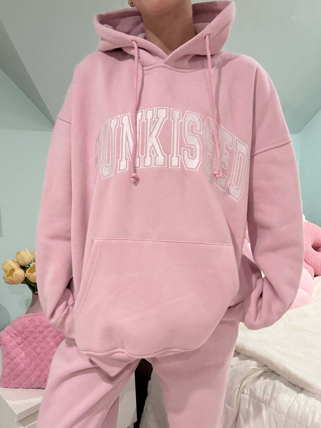 Mauve Mist Varsity Embroider Hoodie