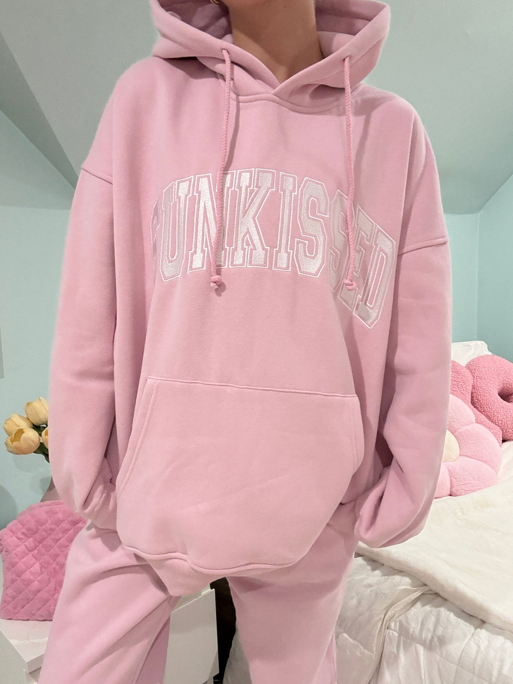 Mauve Mist Varsity Embroider Hoodie