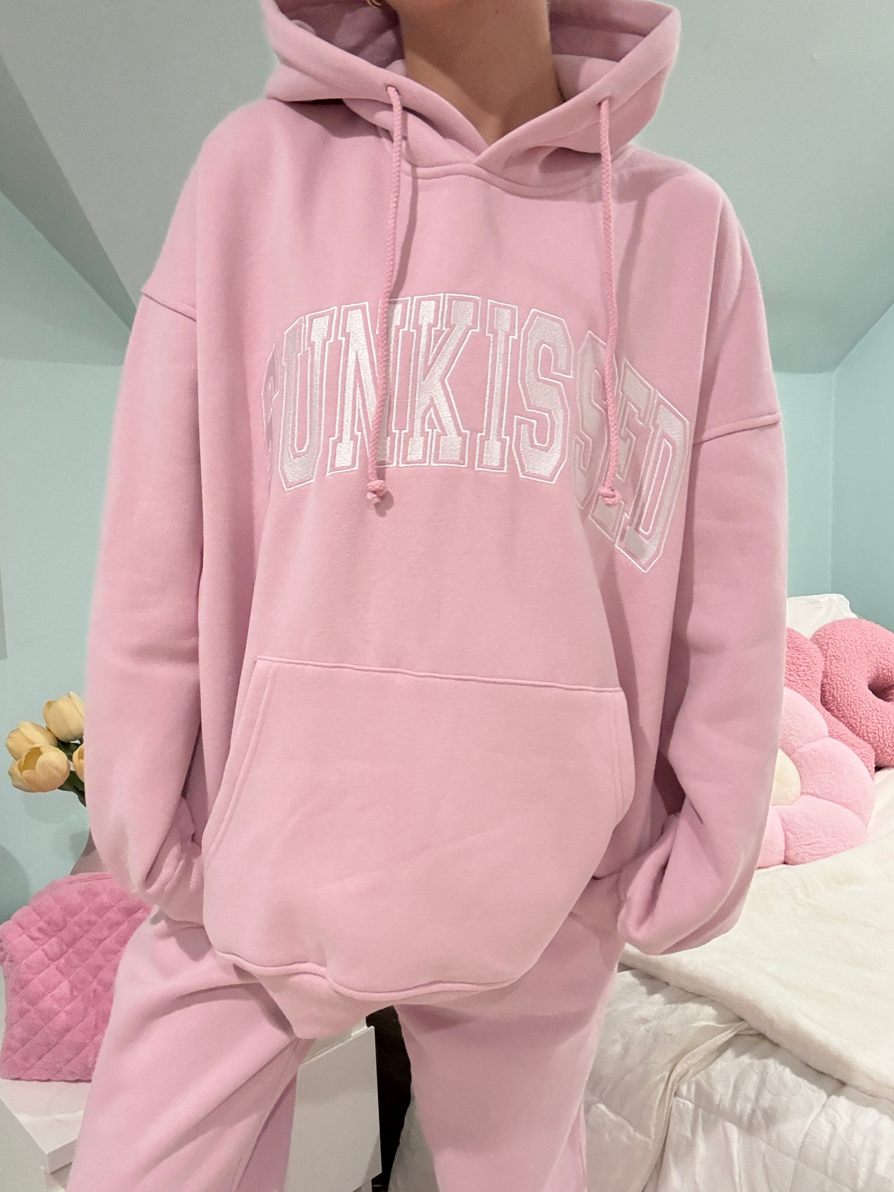Mauve Mist Varsity Embroider Hoodie