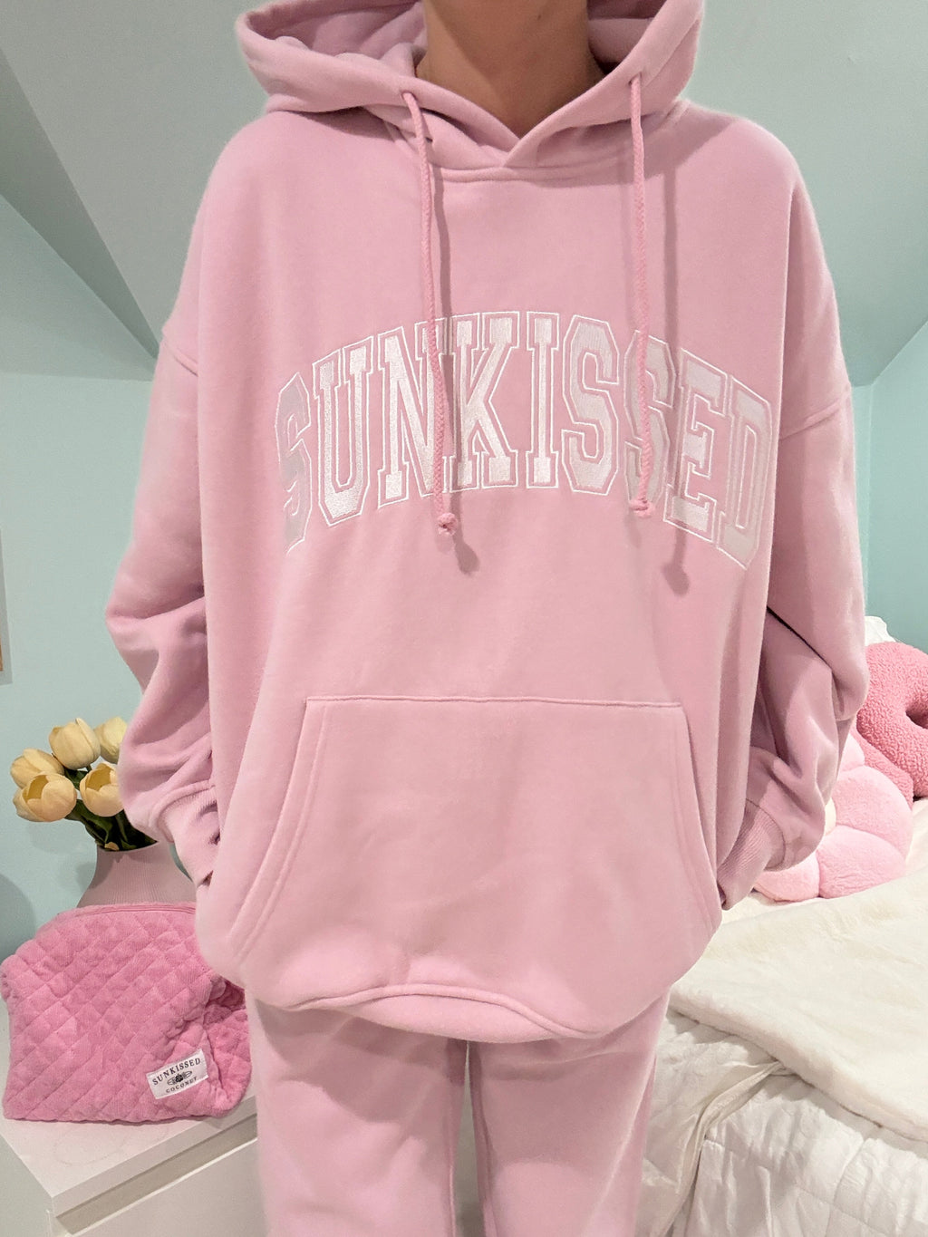 Mauve Mist Varsity Embroider Hoodie