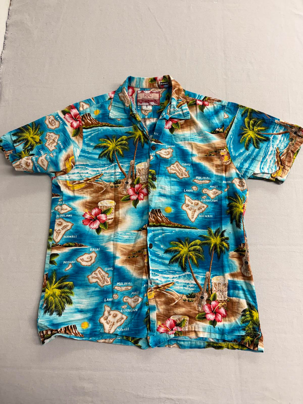 RJC Mens Hawaiian Shirt Hawaiian Islands Made in Hawaii - S