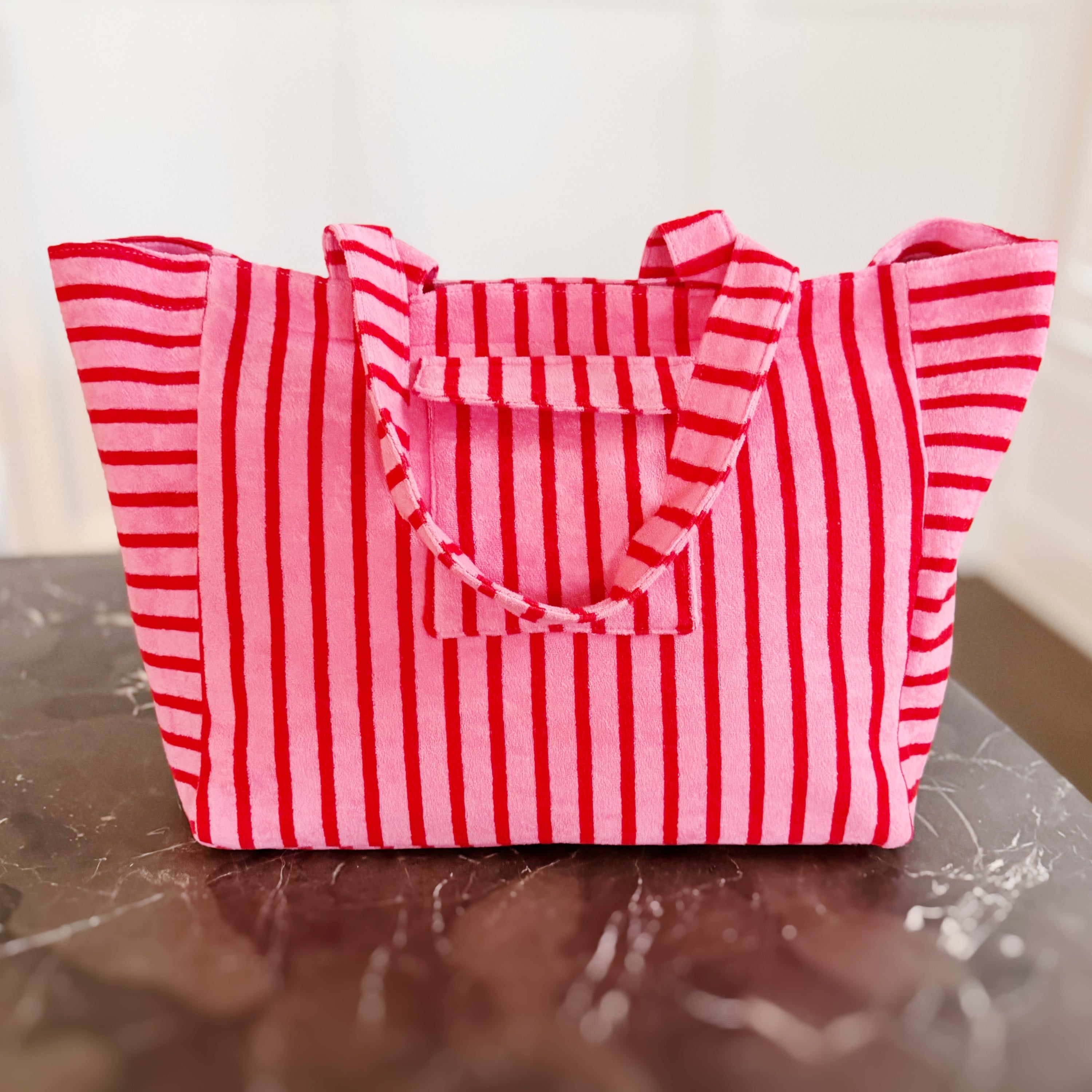 Jumbo Terry Cloth Carryall Striped Beach Bag-1
