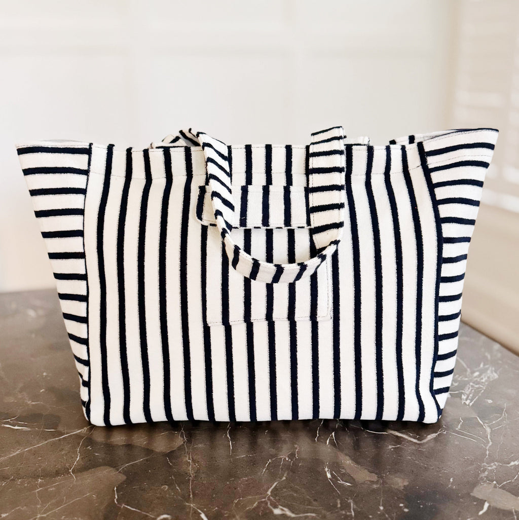 Jumbo Terry Cloth Carryall Striped Beach Bag-2