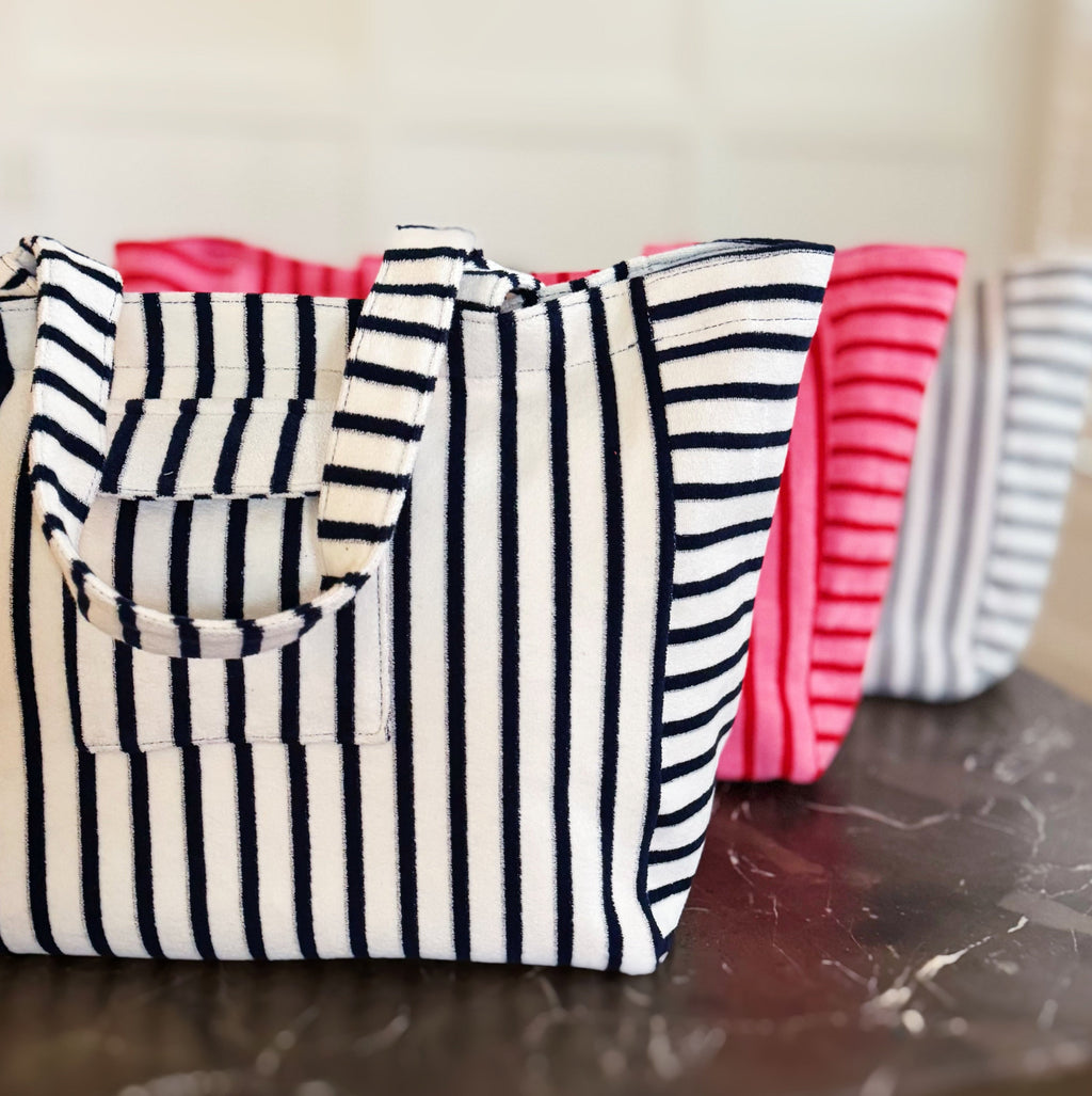 Jumbo Terry Cloth Carryall Striped Beach Bag-0