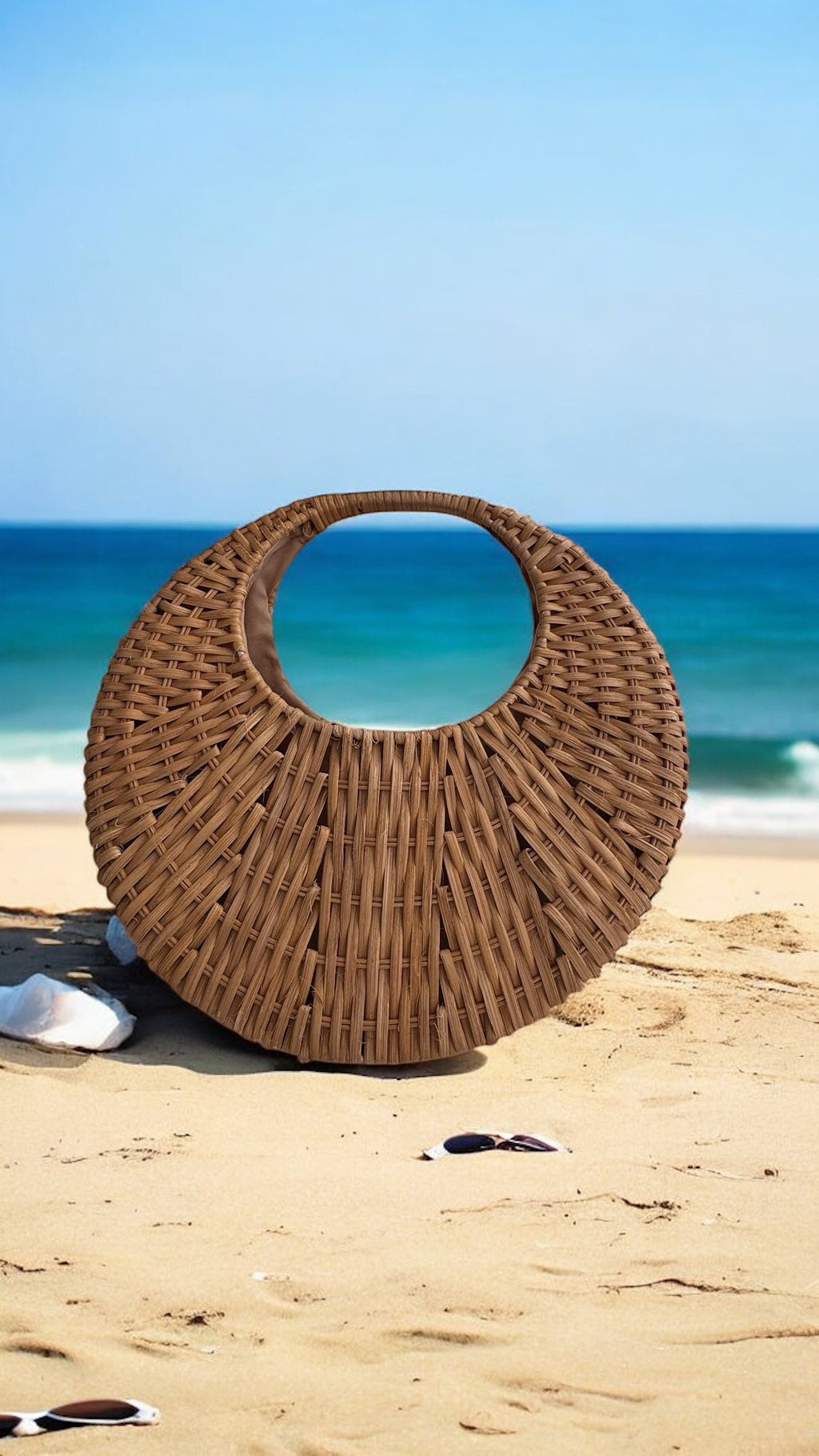Coastal Circle Natural Straw Beach Bag