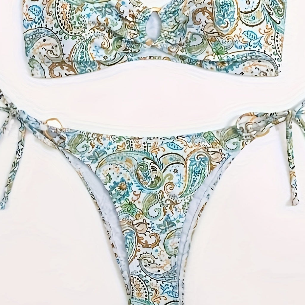 Womens Printed Two-Piece Swimsuit Bikini Sexy Strappy Swimwear