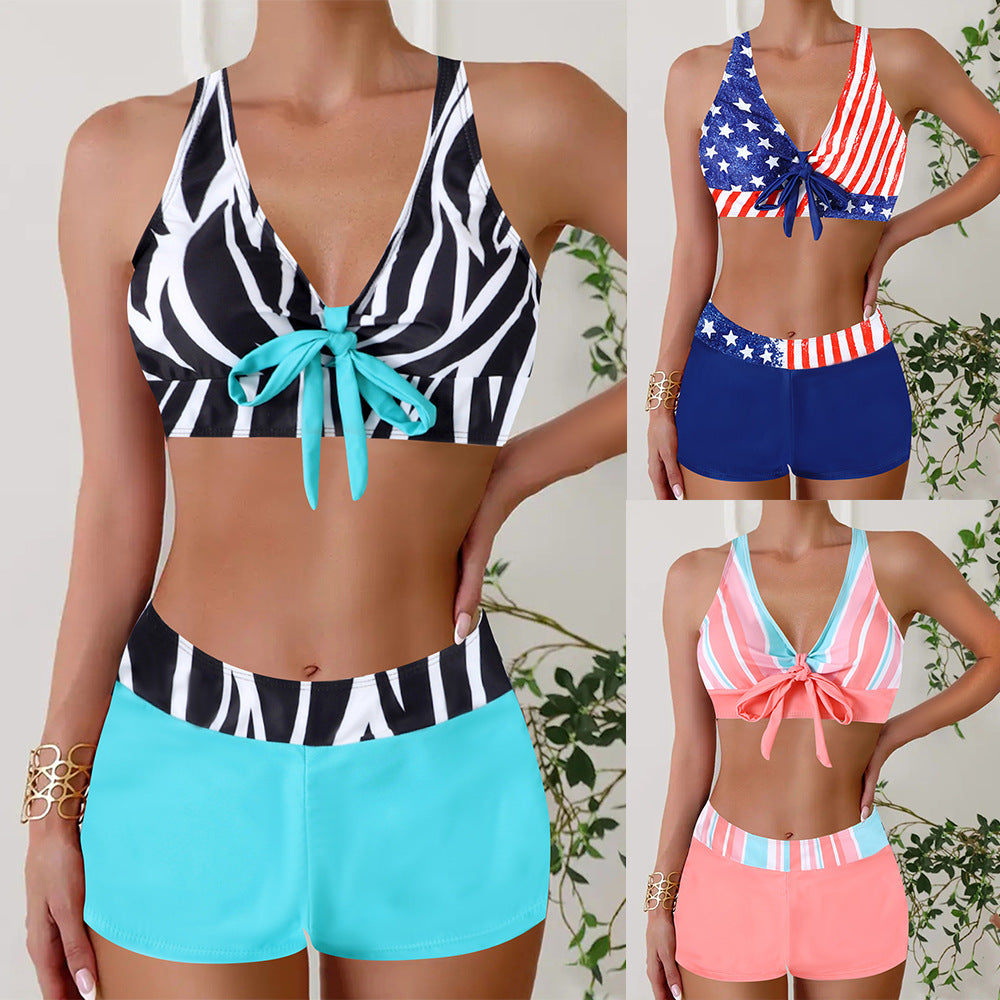 Fashionable Women's Two-Piece Boxer Swimsuit