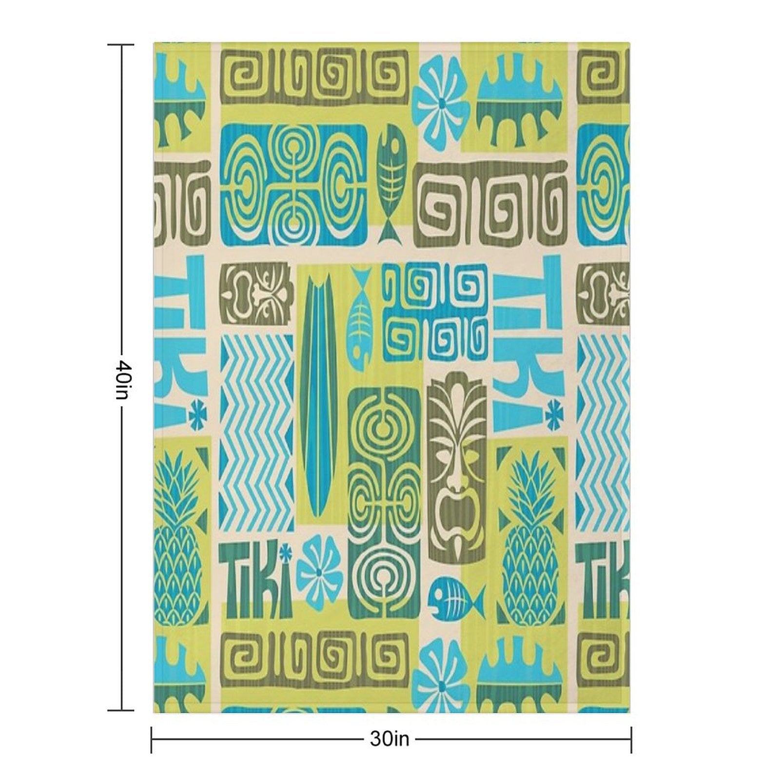 Tiki Time Luau Party Pattern Throw Blanket